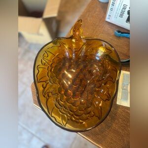 Indiana Glass Amber Grape Motif Bowl